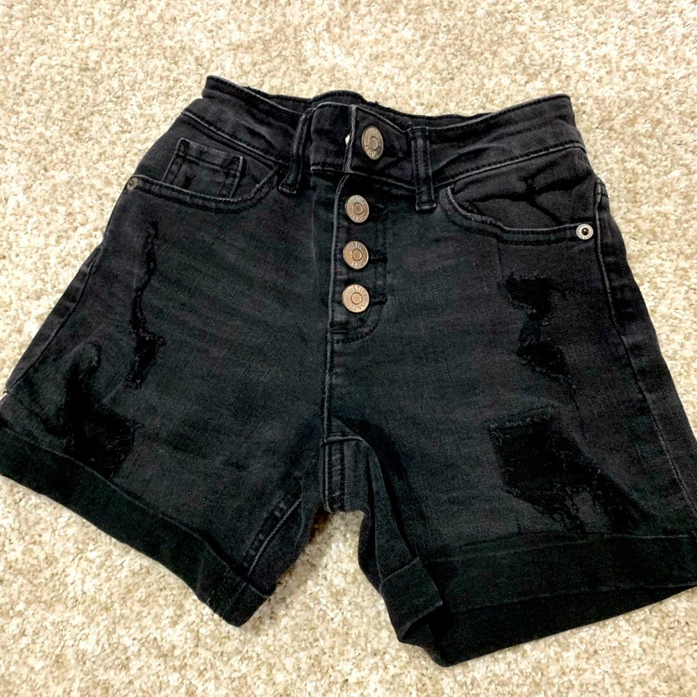 Justice black denim shirts, size 8